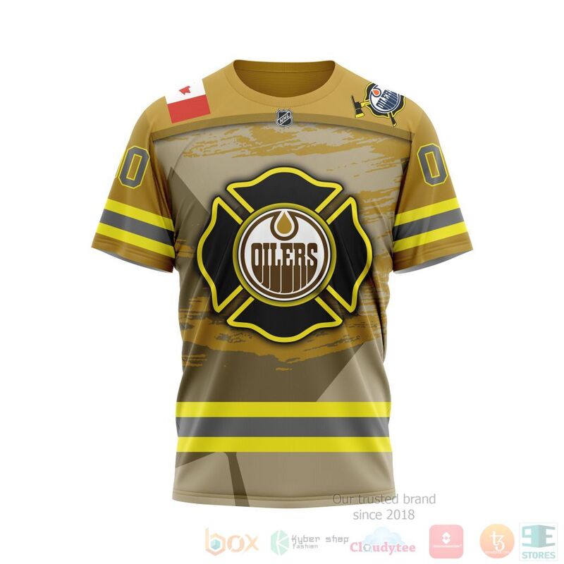 NHL Edmonton Oilers Honnor Firefighter Yellow 3D Hoodie Shirt 1 2 3