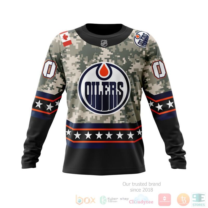 NHL Edmonton Oilers Honor Military With Camo Color 3D Hoodie Shirt 1 2