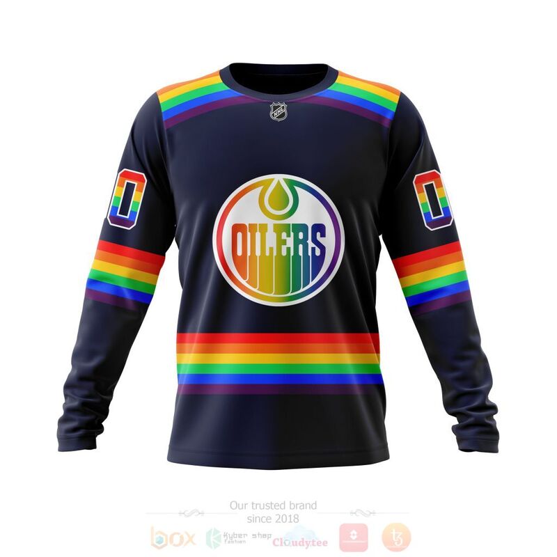 NHL Edmonton Oilers LGBT Pride Navy Color Personalized Custom 3D Hoodie Shirt 1 2 3