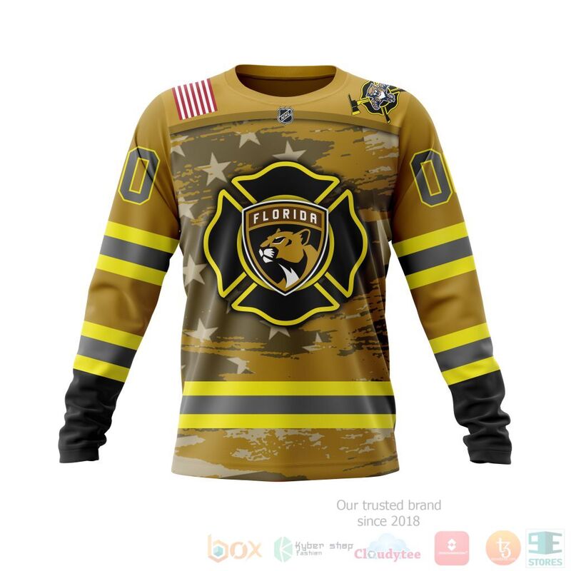 NHL Florida Panthers Honnor Firefighter Yellow 3D Hoodie Shirt 1 2