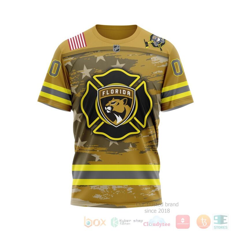 NHL Florida Panthers Honnor Firefighter Yellow 3D Hoodie Shirt 1 2 3