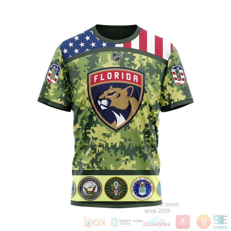 NHL Florida Panthers Honor Military With Green Camo Color 3D Hoodie Shirt 1 2 3