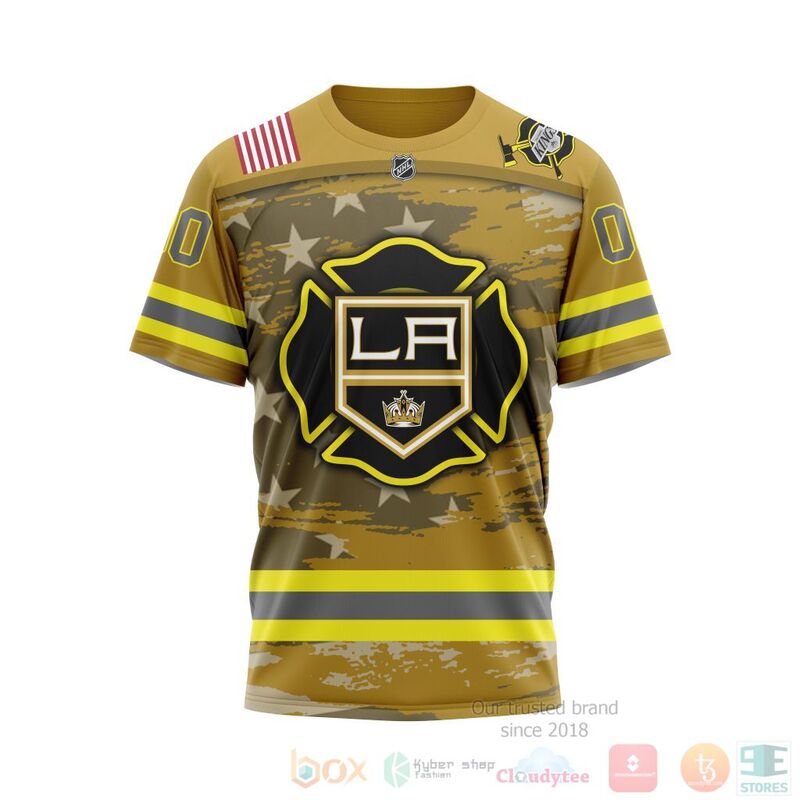 NHL Los Angeles Kings Honnor Firefighter Yellow 3D Hoodie Shirt 1 2 3