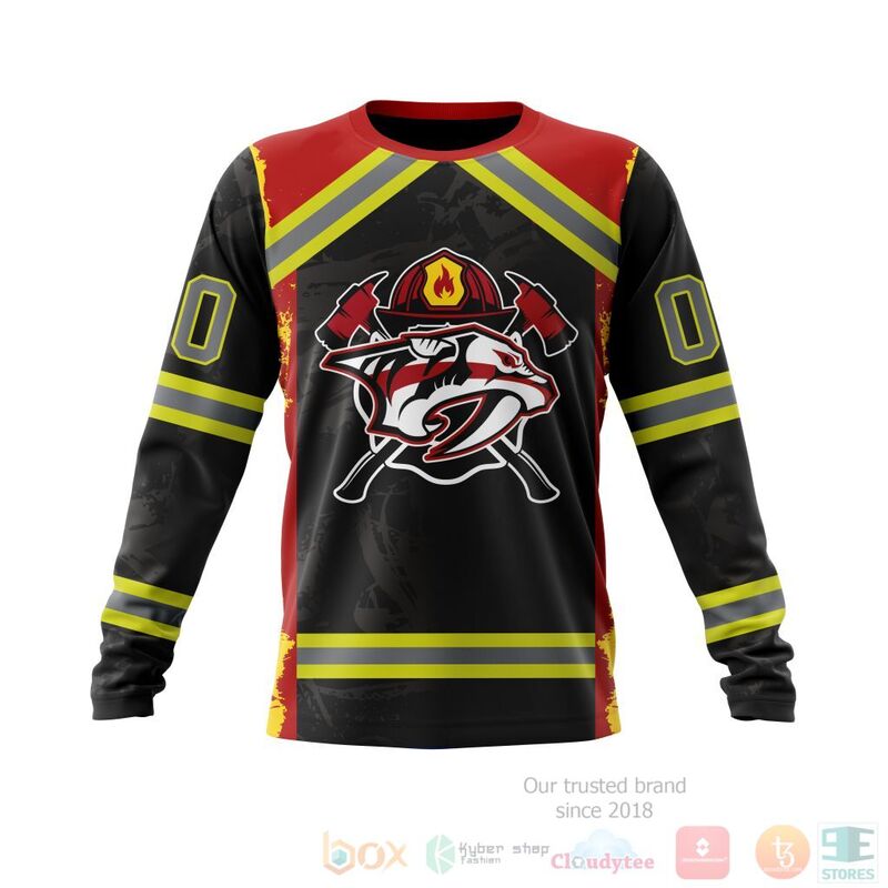 NHL Nashville Predators Honnor Firefighter Black 3D Hoodie Shirt 1 2