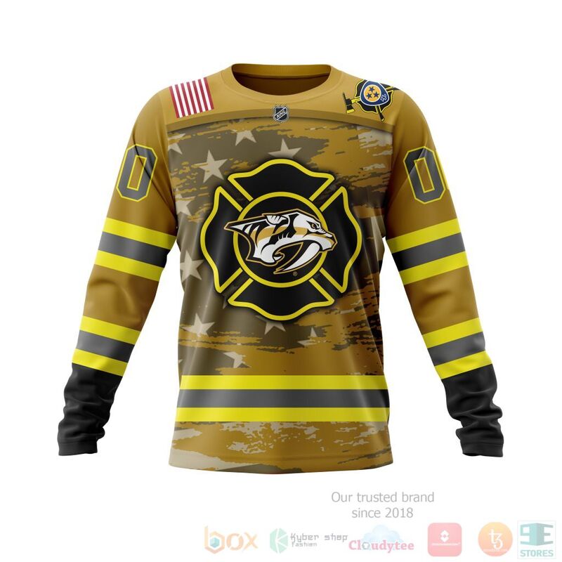 NHL Nashville Predators Honnor Firefighter Yellow 3D Hoodie Shirt 1 2