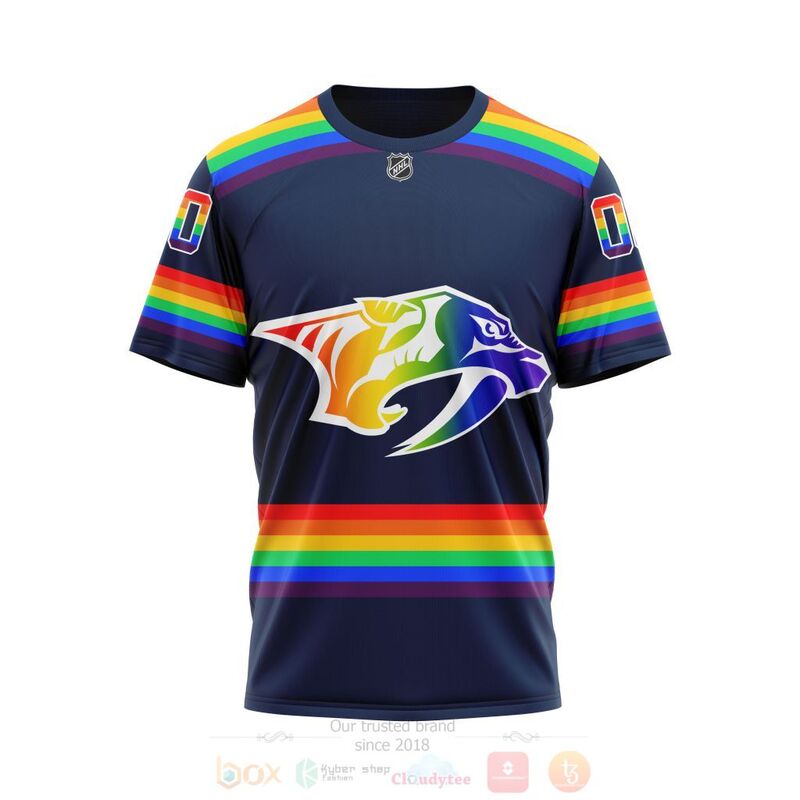 NHL Nashville Predators LGBT Pride Navy Color Personalized Custom 3D Hoodie Shirt 1 2