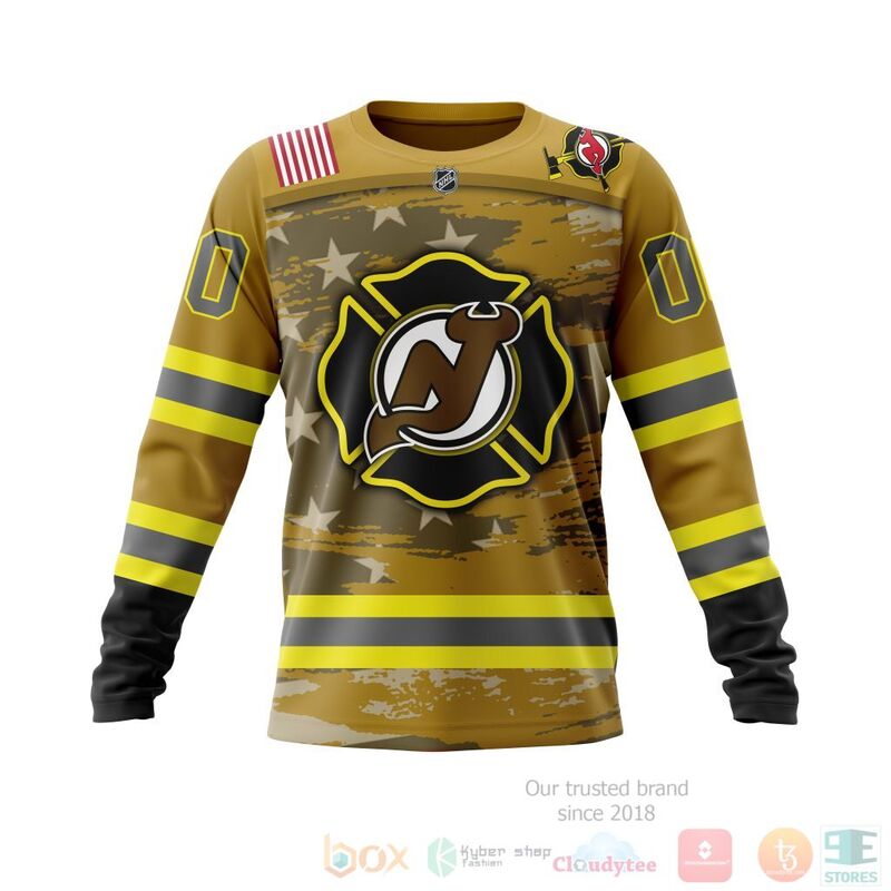 NHL New Jersey Devils Honnor Firefighter Yellow 3D Hoodie Shirt 1 2