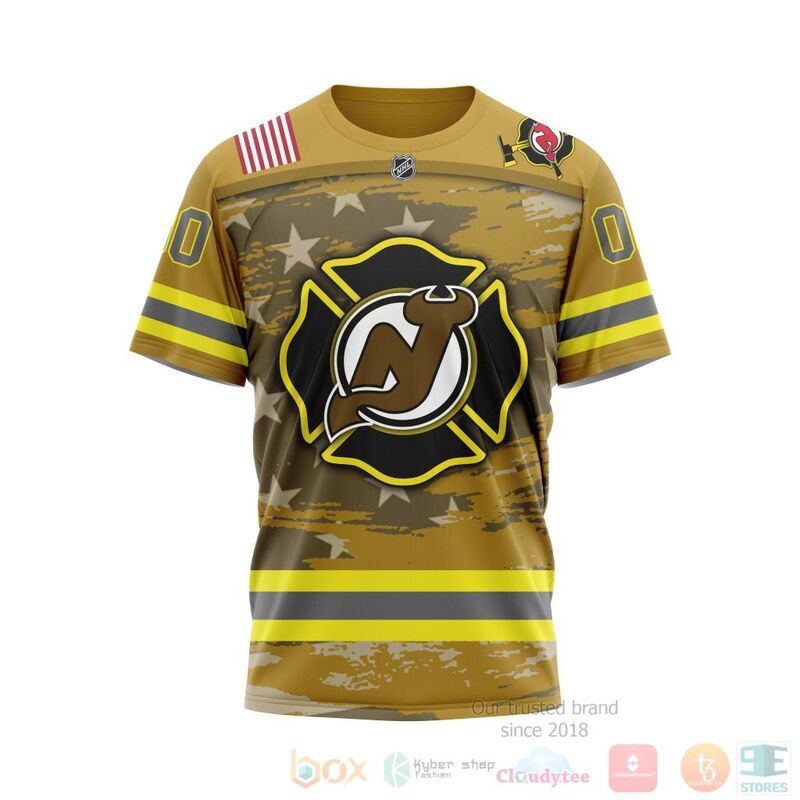NHL New Jersey Devils Honnor Firefighter Yellow 3D Hoodie Shirt 1 2 3