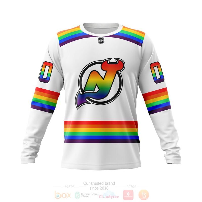 NHL New Jersey Devils LGBT Pride White Personalized Custom 3D Hoodie Shirt 1 2 3
