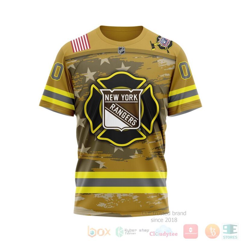 NHL New York Rangers Honnor Firefighter Yellow 3D Hoodie Shirt 1 2 3