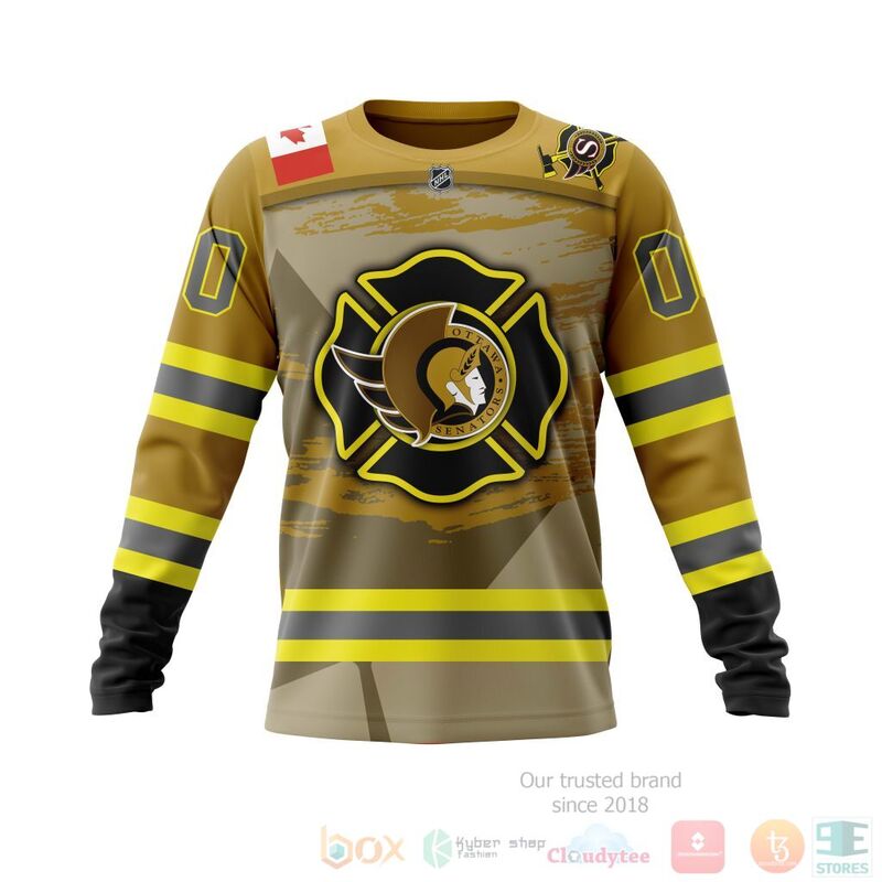 NHL Ottawa Senators Honnor Firefighter Yellow 3D Hoodie Shirt 1 2