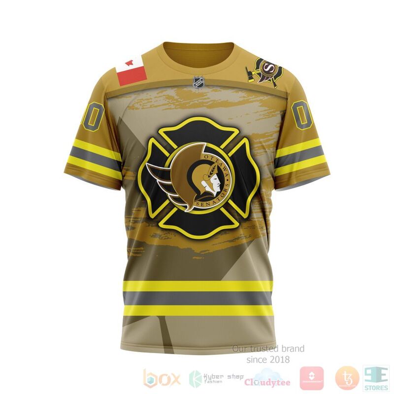 NHL Ottawa Senators Honnor Firefighter Yellow 3D Hoodie Shirt 1 2 3