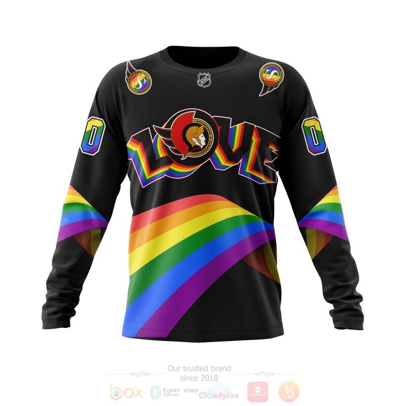 NHL Ottawa Senators Love LGBT Pride Personalized Custom 3D Hoodie Shirt 1 2 3