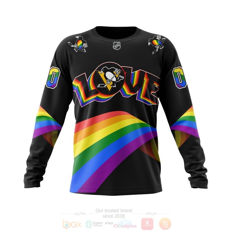 NHL Pittsburgh Penguins Love LGBT Pride Personalized Custom 3D Hoodie Shirt 1 2 3