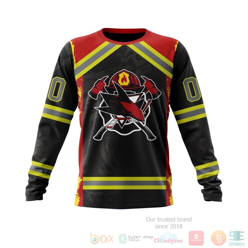 NHL San Jose Sharks Honnor Firefighter Black 3D Hoodie Shirt 1 2
