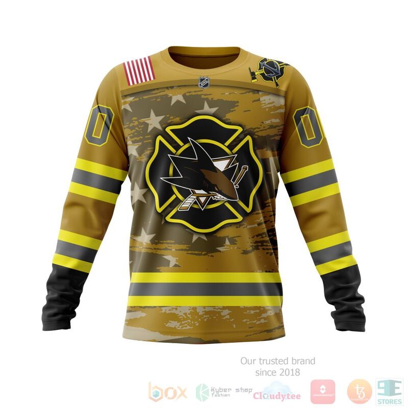 NHL San Jose Sharks Honnor Firefighter Yellow 3D Hoodie Shirt 1 2