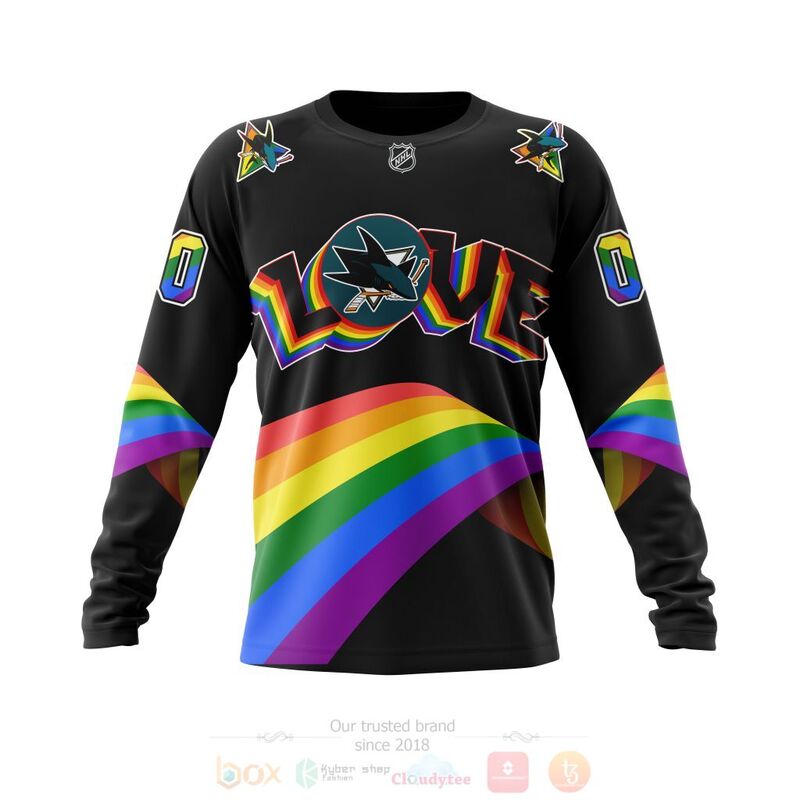NHL San Jose Sharks Love LGBT Pride Personalized Custom 3D Hoodie Shirt 1 2 3