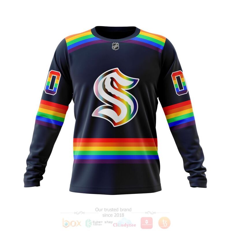 NHL Seattle Kraken LGBT Pride Navy Color Personalized Custom 3D Hoodie Shirt 1 2 3