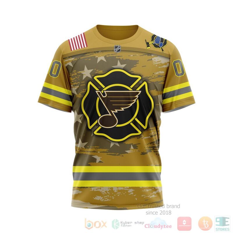 NHL St. Louis Blues Honnor Firefighter Yellow 3D Hoodie Shirt 1 2 3