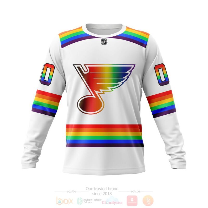 NHL St. Louis Blues LGBT Pride White Personalized Custom 3D Hoodie Shirt 1 2 3