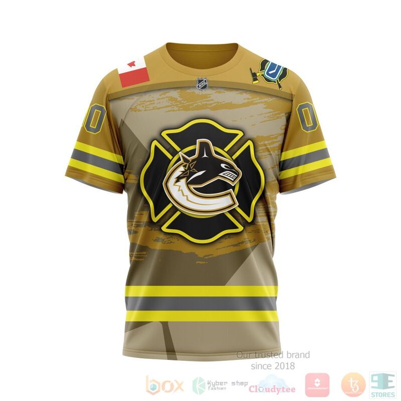 NHL Vancouver Canucks Honnor Firefighter Yellow 3D Hoodie Shirt 1 2 3