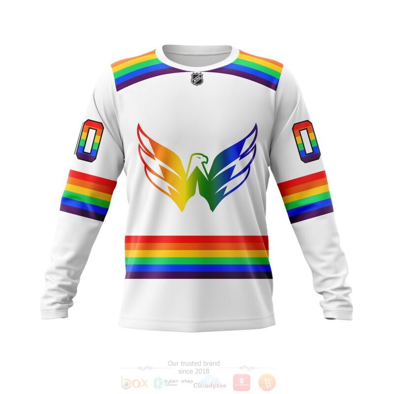 NHL Washington Capitals LGBT Pride White Personalized Custom 3D Hoodie Shirt 1 2 3