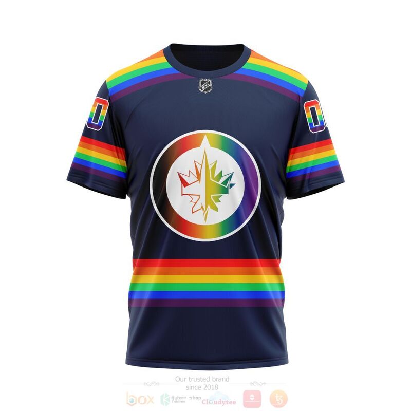 NHL Winnipeg Jets LGBT Pride Navy Color Personalized Custom 3D Hoodie Shirt 1 2