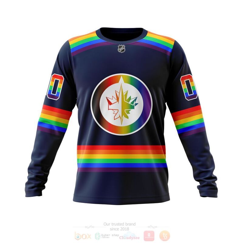 NHL Winnipeg Jets LGBT Pride Navy Color Personalized Custom 3D Hoodie Shirt 1 2 3