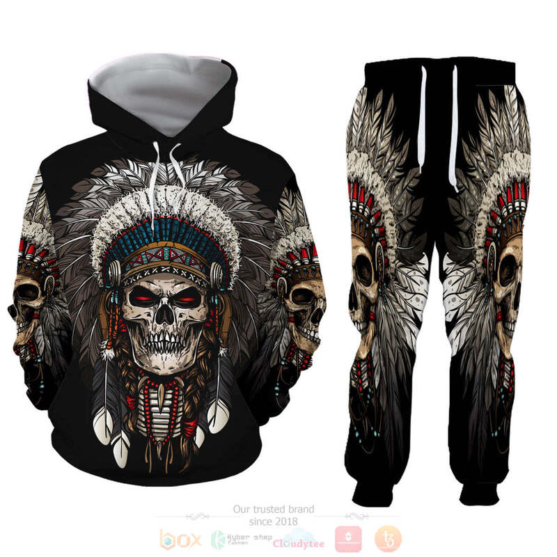 Native Skull Hoodie and Sweatpants Set