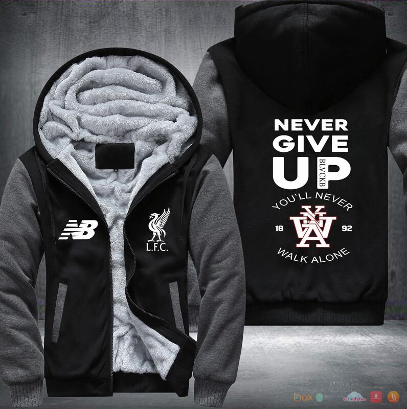 Never Give Up You never walk alone LFC Fleece Hoodie Jacket