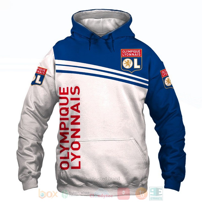 Olympique Lyonnais white blue 3D shirt hoodie 1 2 3 4 5 6 7 8 9 10 11 12 13 14 15 16