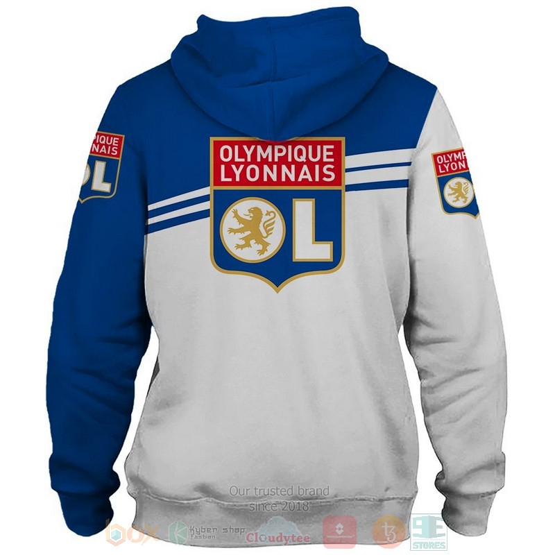 Olympique Lyonnais white blue 3D shirt hoodie 1 2 3 4 5 6 7 8 9 10 11 12 13 14 15 16 17