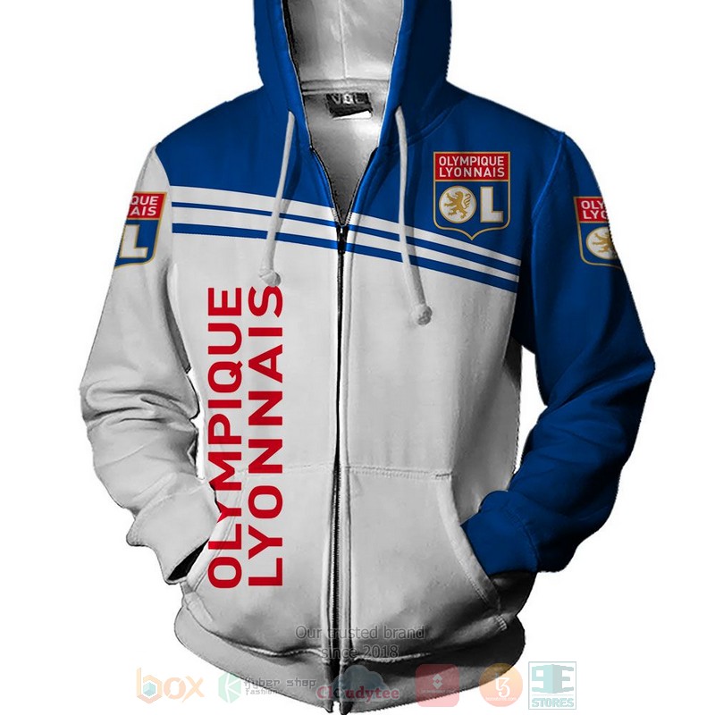 Olympique Lyonnais white blue 3D shirt hoodie 1 2 3 4 5 6 7 8 9 10 11 12 13 14 15 16 17 18