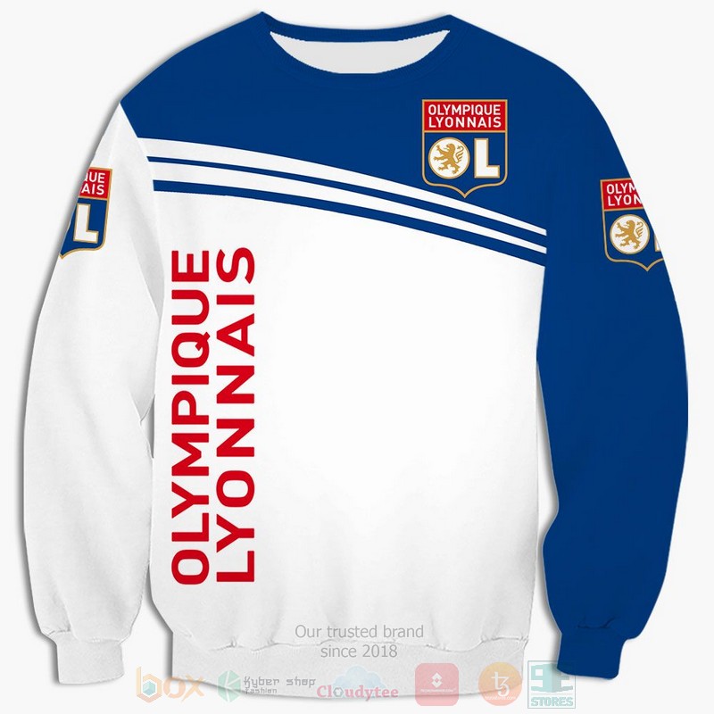 Olympique Lyonnais white blue 3D shirt hoodie 1 2 3 4 5 6 7 8 9 10 11 12 13 14 15 16 17 18 19
