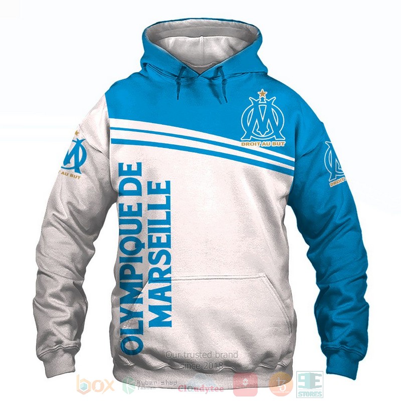 Olympique de Marseille white blue 3D shirt hoodie 1 2 3 4 5 6 7 8 9 10 11 12 13 14 15 16