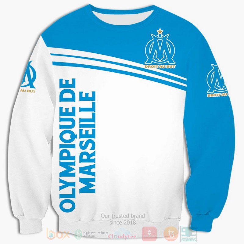 Olympique de Marseille white blue 3D shirt hoodie 1 2 3 4 5 6 7 8 9 10 11 12 13 14 15 16 17 18 19