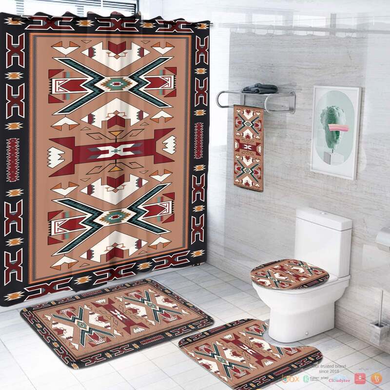 Orange Brown Geometric Native American Bathroom Set