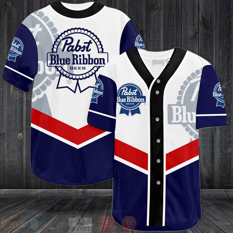 Pabst Blue Ribbon Blue White Baseball Jersey