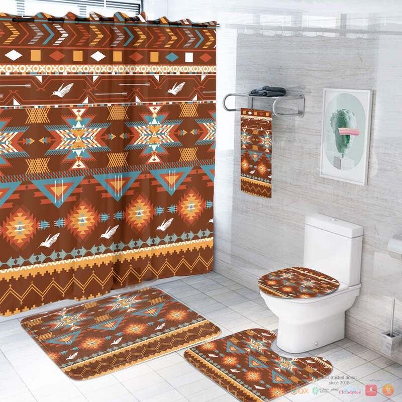 Pattern Color Orange Native American Bathroom Set