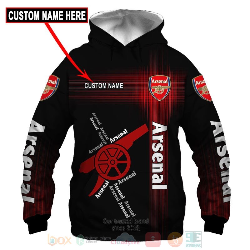 Personalized Arsenal black custom 3D shirt hoodie 1 2 3 4 5 6 7 8 9 10 11 12