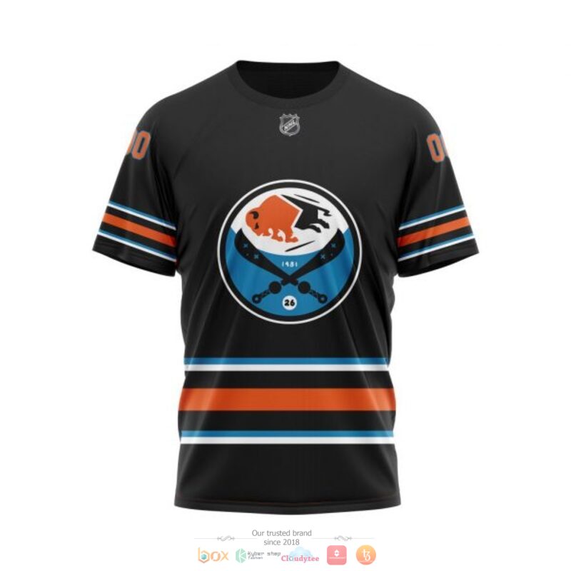 Personalized Buffalo Sabres NHL Val James Night black orange custom 3D shirt hoodie 1 2 3 4 5 6 7