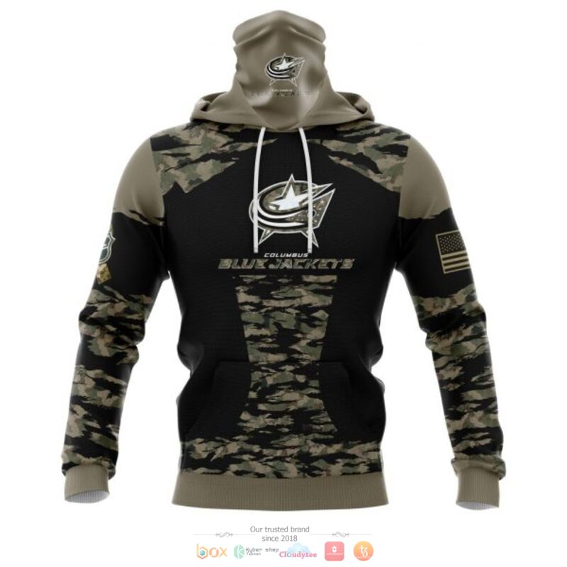 Personalized Columbus Blue Jackets NHL green camo custom 3D shirt hoodie 1 2 3