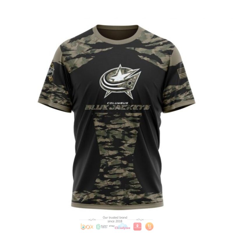 Personalized Columbus Blue Jackets NHL green camo custom 3D shirt hoodie 1 2 3 4 5 6 7