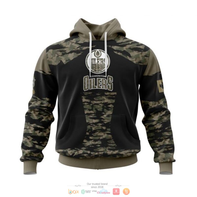 Personalized Edmonton Oilers NHL green camo custom 3D shirt hoodie