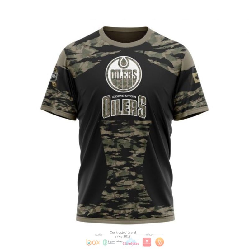 Personalized Edmonton Oilers NHL green camo custom 3D shirt hoodie 1 2 3 4 5 6 7