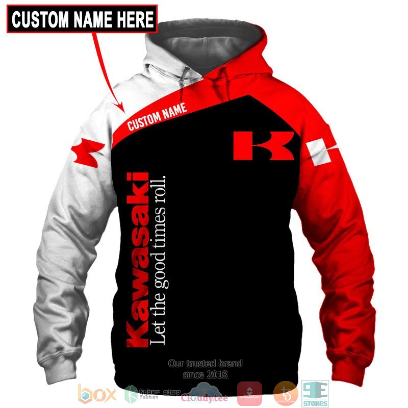 Personalized Kawasaki Lets the good time roll 3d shirt hoodie 1 2 3 4 5 6 7 8 9 10 11 12