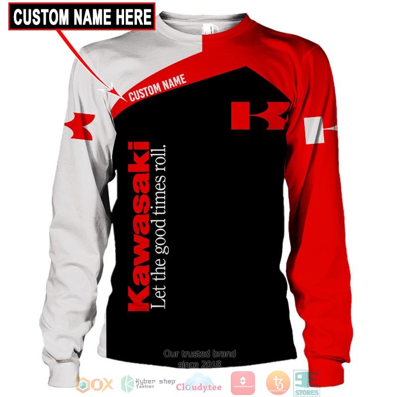 Personalized Kawasaki Lets the good time roll 3d shirt hoodie 1 2 3 4 5 6 7 8 9 10 11 12 13 14 15