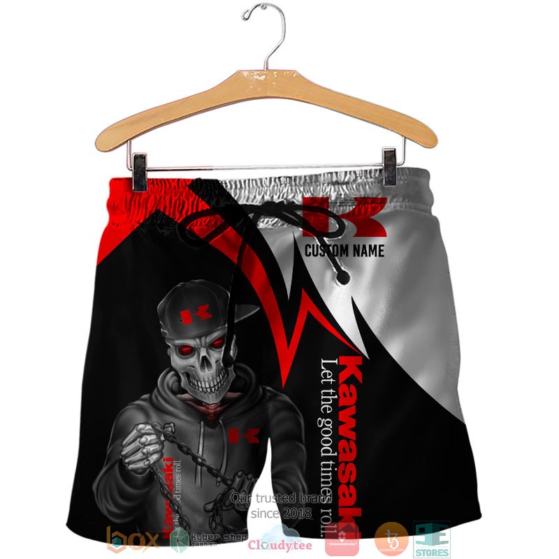 Personalized Kawasaki Lets the good time roll Skull 3d shirt hoodie 1 2 3 4 5 6 7 8 9 10 11