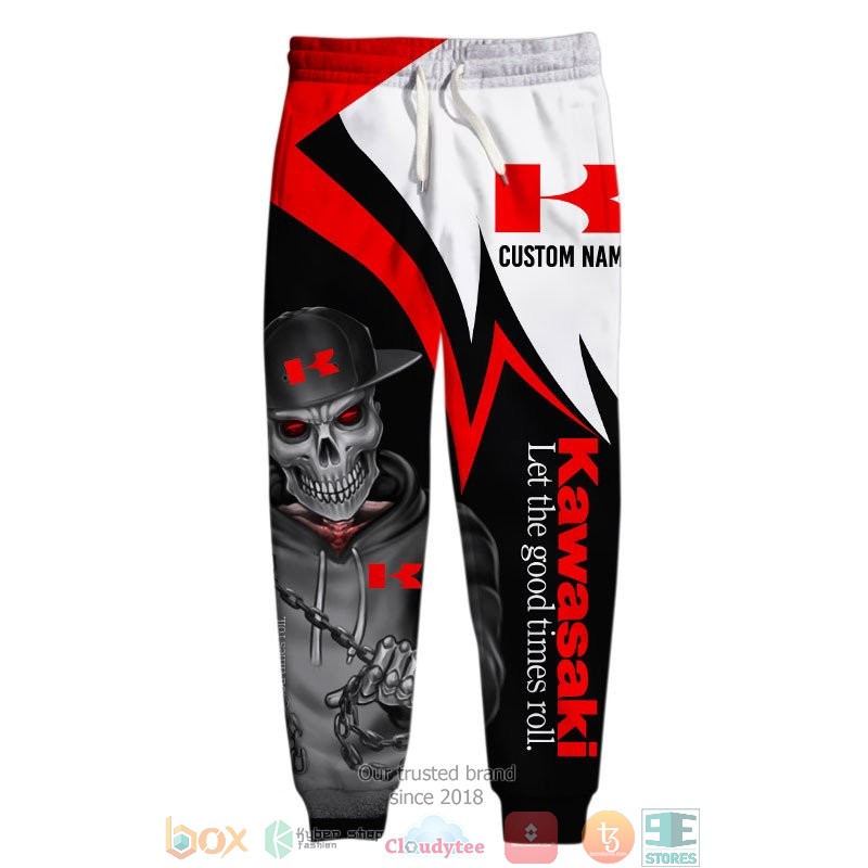 Personalized Kawasaki Lets the good time roll Skull 3d shirt hoodie 1 2 3 4 5 6 7 8 9 10 11 12 13 14 15 16