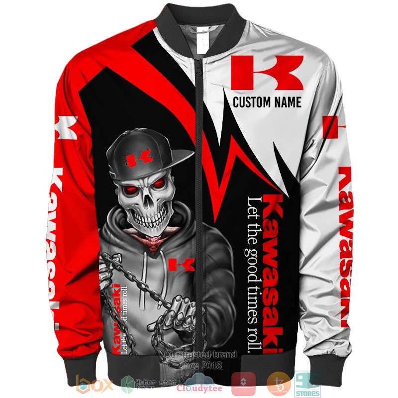 Personalized Kawasaki Lets the good time roll Skull 3d shirt hoodie 1 2 3 4 5 6 7 8 9 10 11 12 13 14 15 16 17